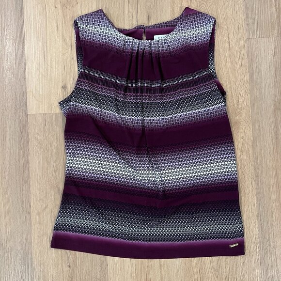 Calvin Klein Purple Striped Top Blouse Women's Size Meidum - Picture 2 of 5
